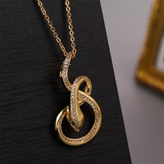 Korean Style Simple Exquisite Copper Inlaid Zirconium Year of Snake Necklace Women's High Quality Animal Real Gold Plating Pendant Jewelry