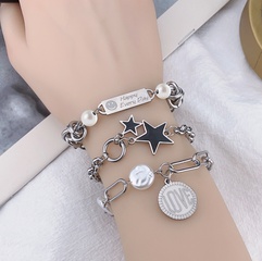 titanium steel fashion heart shape chain lock tag bracelets wholesale Nihaojewelry