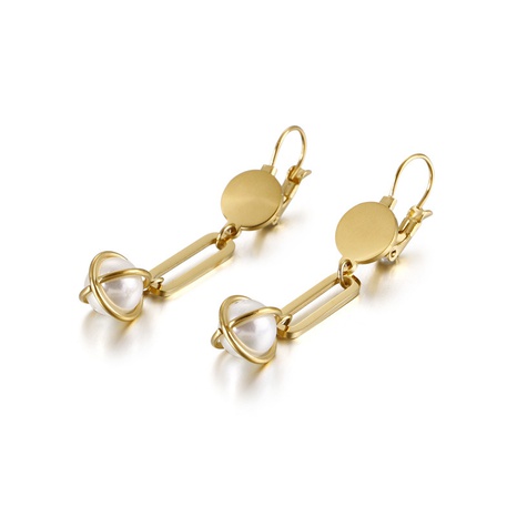 einfache geometrische Perlen Edelstahl lange Ohrringe Großhandel Nihaojewelry's discount tags