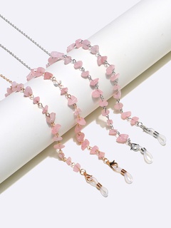 Fashion Two-piece Natural Pink Crystal Stone Glasses Mask Copper Chain Wholesale Nihaojewelry