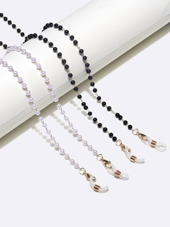 simple two-piece chain black white pearl glasses mask copper chain wholesale nihaojewelry
