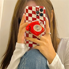 Korean red checkerboard lattice phone holder mobile phone case wholesale Nihaojewelry