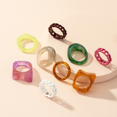 retro fashion geometric multi-color acrylic ring set wholesale Nihaojewelry