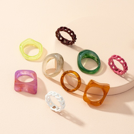 retro fashion geometric multi-color acrylic ring set wholesale Nihaojewelry  NHAI412007's discount tags