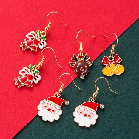 Christmas series alloy dripping oil Santa Claus earrings wholesale Nihaojewelry's discount tags