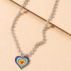 wholesale jewelry heart color matching pendant bead chain necklace nihaojewelry