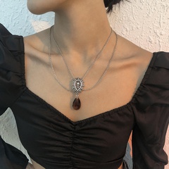 wholesale jewelry double-layer spider web drop-shaped diamond pendant necklace nihaojewelry