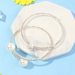 fashion shiny rhinestone pearl single row bracelet set wholesale Nihaojewelry