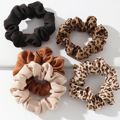 Mode einfarbig Leopard Stoff Haargummis Set Großhandel Nihaojewelry