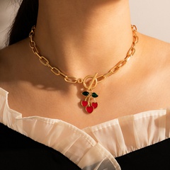 lindo collar de una sola capa de cereza de fruta al por mayor Nihaojewelry