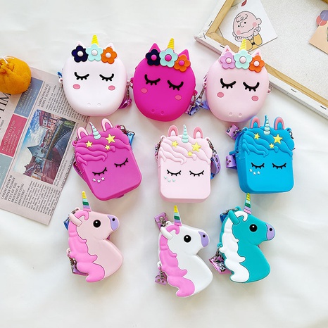 cute unicorn children's silicone messenger bag wholesale Nihaojewelry's discount tags