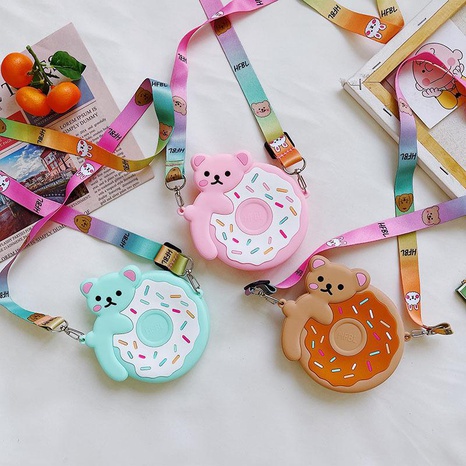 cartoon donut bear children's silicone coin messenger bag wholesale Nihaojewelry's discount tags
