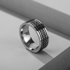 Vintage Titanium Steel Carved Thick Ring Wholesale Nihaojewelry