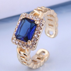 Art und Weise echter vergoldeter quadratischer Diamant offener Ring Großhandel Nihaojewelry