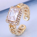 Art und Weise echter vergoldeter quadratischer Diamant offener Ring Grohandel Nihaojewelrypicture4
