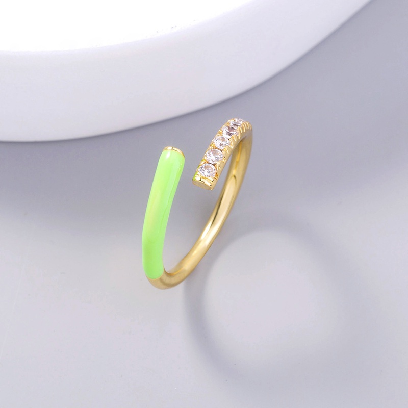 wholesale enamel porcelain fluorescent green zircon ring Nihaojewelry NHDB396552