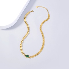 Großhandel Schmuck Vergoldete Edelstahl Smaragd Halskette Nihaojewelry