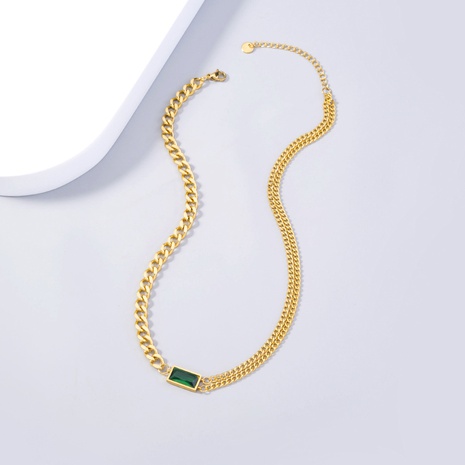 Bijoux en gros Collier émeraude en acier inoxydable plaqué or Nihaojewelry's discount tags