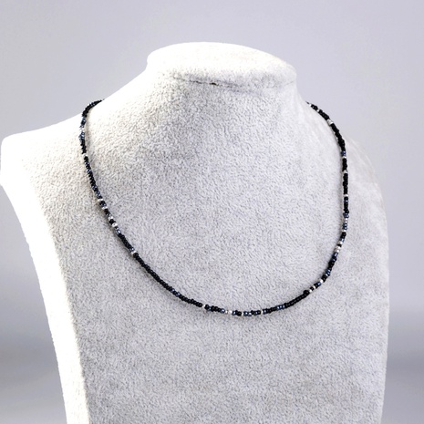 wholesale böhmische schwarze einfache Reisperle gewebte Blumenhalskette Nihaojewelry's discount tags