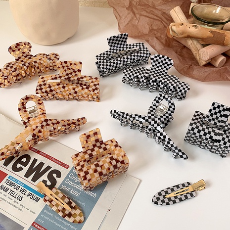 black and white checkerboard shark clip hairpin wholesale jewelry Nihaojewelry's discount tags