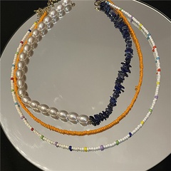 wholesale color pearl crystal beaded multi-layer necklace Nihaojewelry