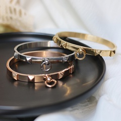titanium steel round ring rivet buckle punk style bracelet wholesale jewelry Nihaojewelry
