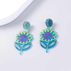 wholesale fashion graffiti color sunflower acrylic earrings Nihaojewelry