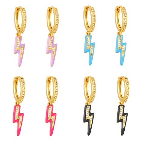 Boucles d'oreilles à la mode couleur goutte d'huile éclair bijoux en gros Nihaojewelry's discount tags