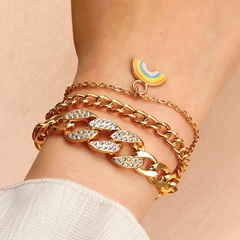 diamond rainbow thick chain hip hop style metal multilayer bracelet wholesale jewelry Nihaojewelry