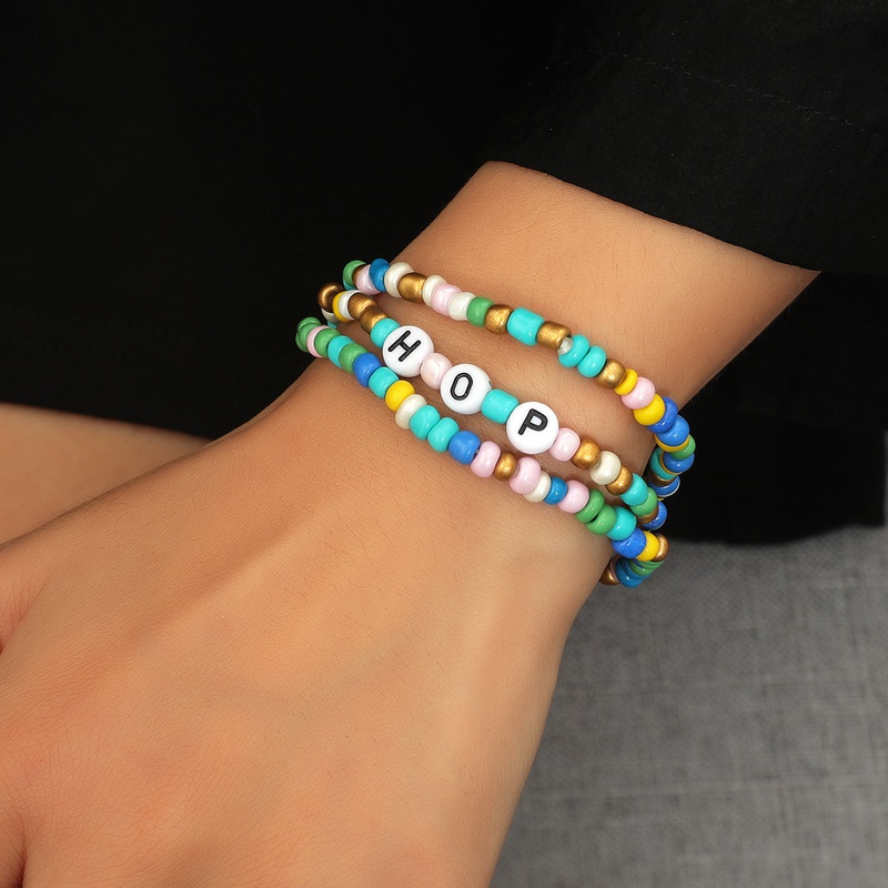 color rice beads letter ethnic style bracelet set wholesale jewelry Nihaojewelry