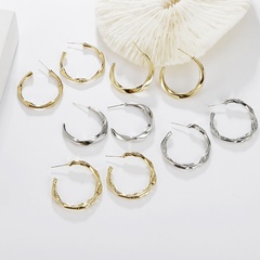 irregular twisted simple circular metal earrings wholesale jewelry Nihaojewelry