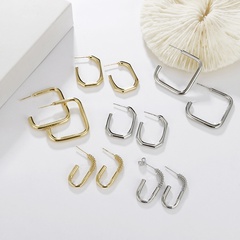 geometric metal square punk style earrings wholesale jewelry Nihaojewelry