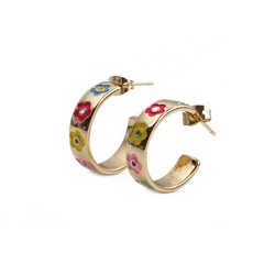 colored flowers copper dripping oil earrings wholesale jewelry Nihaojewelry