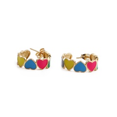 heart-shaped copper dripping oil simple C-shaped earrings wholesale jewelry Nihaojewelry