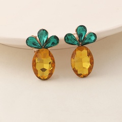 Ez1954 New Creative Ornament Personality Fashion Bohemian Crystal Pineapple Resin Earrings Female Stud Earrings