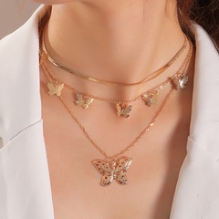 Vente en gros collier multicouche pompon papillon Nihaojewelry