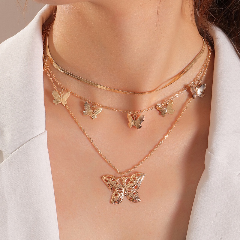 wholesale butterfly tassel multilayer necklace Nihaojewelry