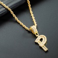 wholesale 26 pendentif lettre anglaise collier zircon plaqu or cuivre Nihaojewelrypicture55