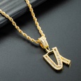 wholesale 26 pendentif lettre anglaise collier zircon plaqu or cuivre Nihaojewelrypicture60