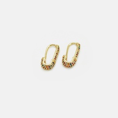wholesale jewelry pin shape copper inlaid color zircon earrings nihaojewelry