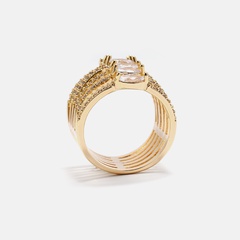 Cross-Border Elegant Fashion Women's Bracelet European and American Fashion Gold-Plated Ring European and American Copper Plating Zircon Ring