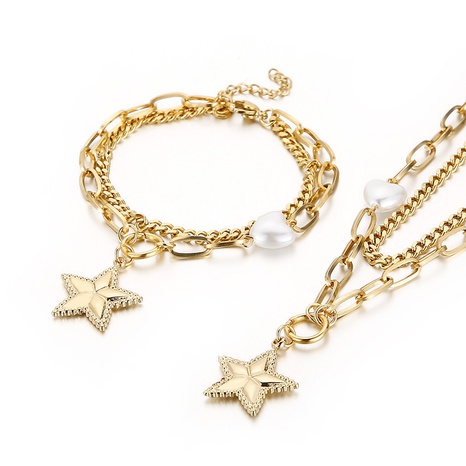 wholesale bracelet de collier double couche en forme d'étoile en acier inoxydable de mode costume Nihaojewelry's discount tags