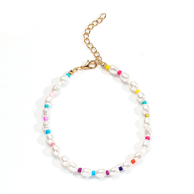 CrossBorder New Arrival Bohemian Baroque Pearl Bracelet European and American Personalized Colorful Beaded Anklet Beach Chain Ornament