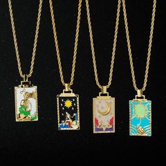 Wholesale Jewelry Color Sun Star Moon Tarot Card Copper Gold-plated Necklace Nihaojewelry