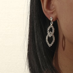 fashion geometric rhinestone cross long copper earrings wholesale Nihaojewelry