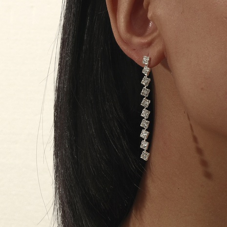 Mode Raute Zirkon Quasten lange Ohrringe Großhandel Nihaojewelry's discount tags