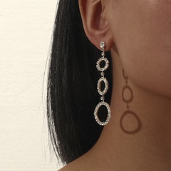 fashion zircon interlocking circle copper earrings wholesale Nihaojewelry