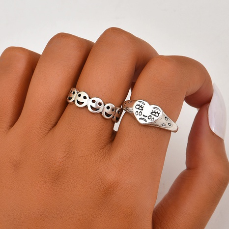 anillo de dos piezas de combinación de cara sonriente de moda al por mayor Nihaojewelry's discount tags