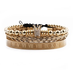 stainless steel Roman letter crown braided punk style bracelet