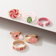 Großhandel kreative Art und Weise rosa Windmühlenblume geöffneter Metallringsatz Nihaojewelry